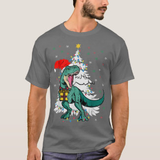 Funny Tre Santa Christmas Tree Dinosaur Lover Xmas T-Shirt