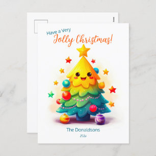 Funny Tree Christmas Postcard