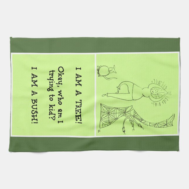 Funny Tree Pose Woman Tea Towel (Horizontal)