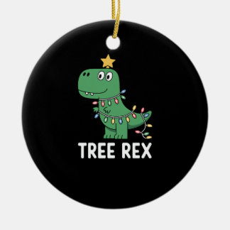 Funny Tree Rex Christmas Dinosaur Holiday Pun Ceramic Tree Decoration
