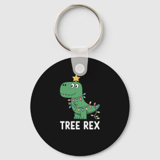 Funny Tree Rex Christmas Dinosaur Holiday Pun Key Ring