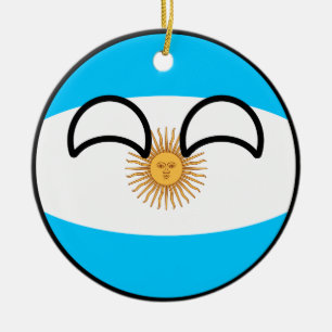 Funny Trending Geeky Argentina Countryball Ceramic Tree Decoration