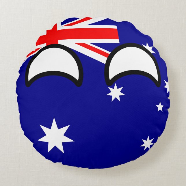 Funny Trending Geeky Australia Countryball Round Cushion (Front)