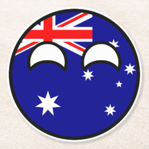 Funny Trending Geeky Australia Countryball Round Paper Coaster