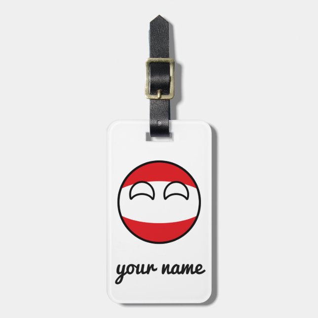 Funny Trending Geeky Austria Countryball Luggage Tag (Front Vertical)