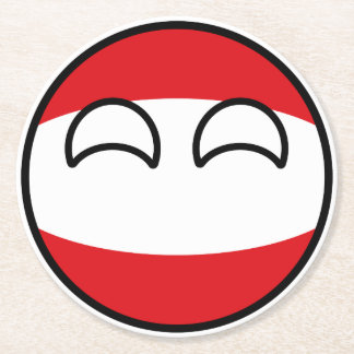 Funny Trending Geeky Austria Countryball Round Paper Coaster