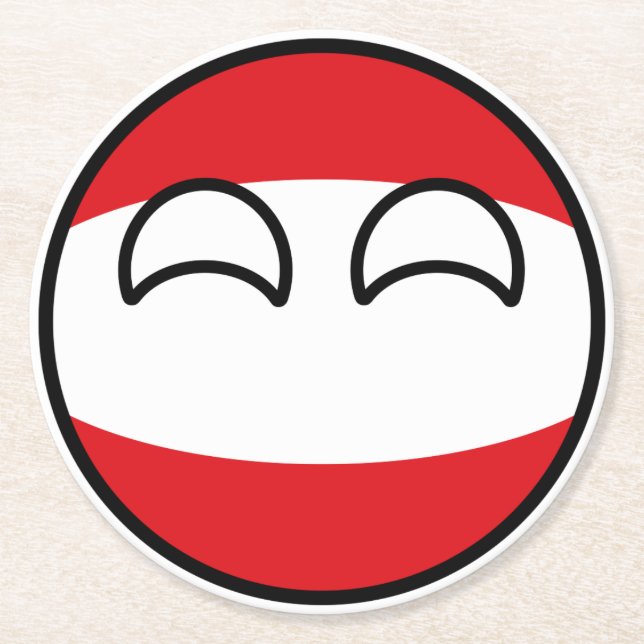 Funny Trending Geeky Austria Countryball Round Paper Coaster (Front)