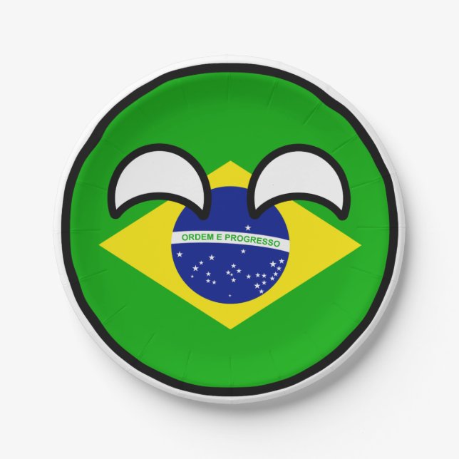 Funny Trending Geeky Brazil Countryball Paper Plate (Front)