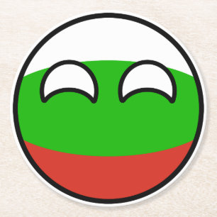 Funny Trending Geeky Bulgaria Countryball Round Paper Coaster