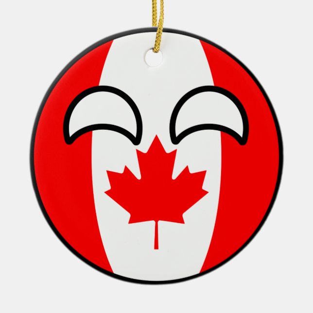 Funny Trending Geeky Canada Countryball Ceramic Tree Decoration (Front)