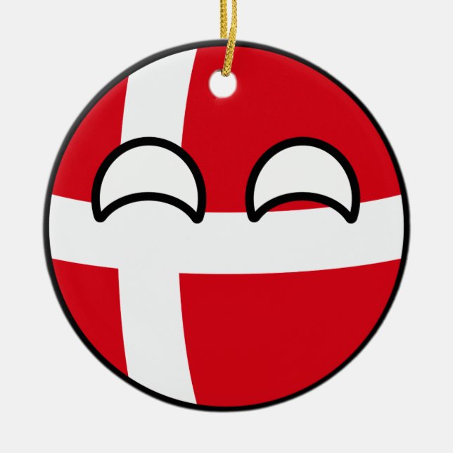 Funny Trending Geeky Denmark Countryball Ceramic Tree Decoration (Front)