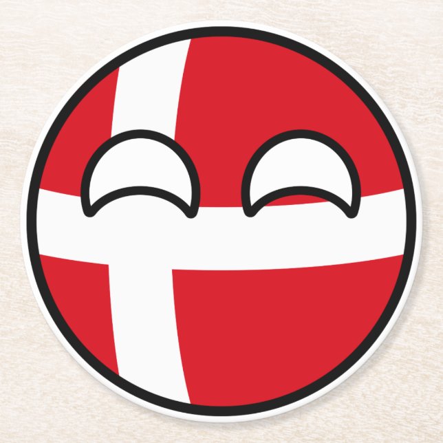 Funny Trending Geeky Denmark Countryball Round Paper Coaster (Front)