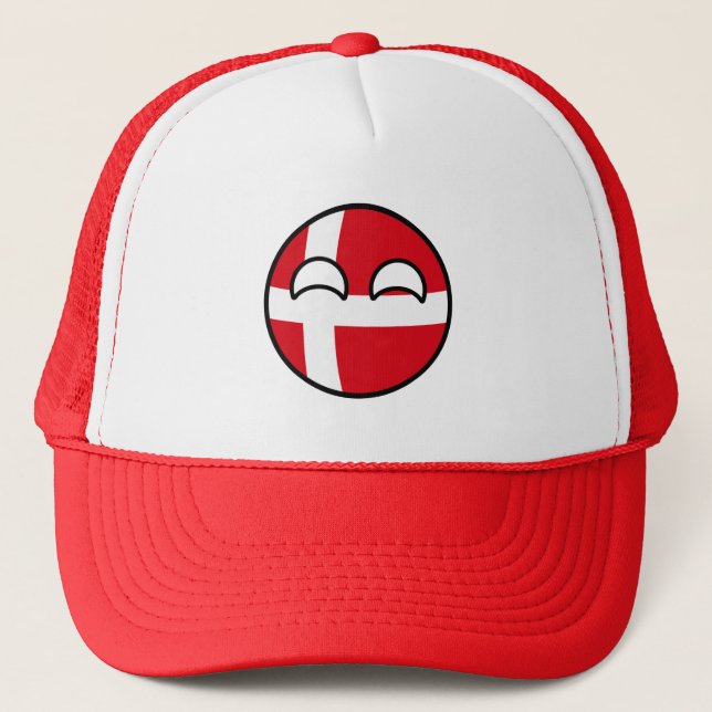 Funny Trending Geeky Denmark Countryball Trucker Hat (Front)