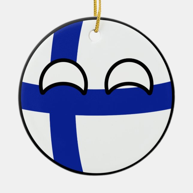 Funny Trending Geeky Finland Countryball Ceramic Tree Decoration (Front)