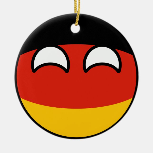 Funny Trending Geeky Germany Countryball Ceramic Tree Decoration (Front)