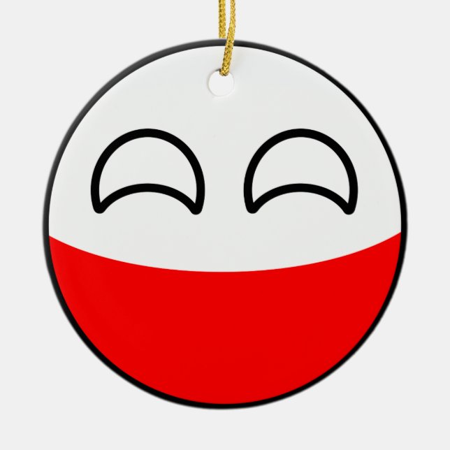 Funny Trending Geeky Poland Countryball Ceramic Tree Decoration (Front)