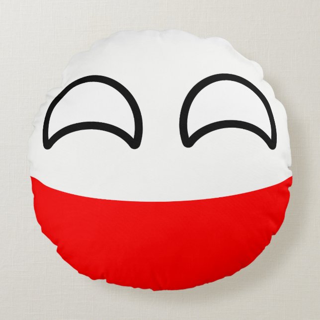 Funny Trending Geeky Poland Countryball Round Cushion (Front)