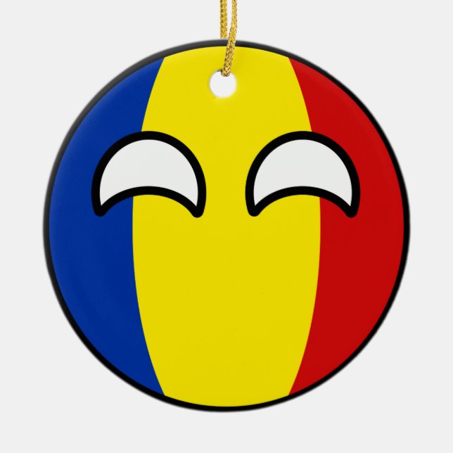 Funny Trending Geeky Romania Countryball Ceramic Tree Decoration (Front)