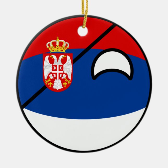 Funny Trending Geeky Serbia Countryball Ceramic Tree Decoration (Front)