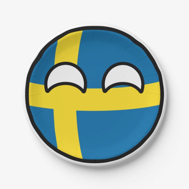 Funny Trending Geeky Sweden Countryball Paper Plate (Front)