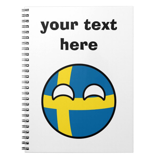 Funny Trending Geeky Sweden Countryball Spiral Notebook (Front)