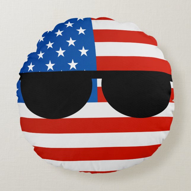 Funny Trending Geeky USA Countryball Round Cushion (Front)