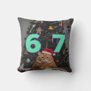 Funny Trending Six Seven Christmas Cat Cushion