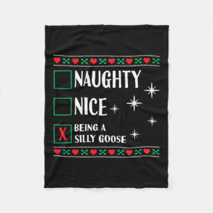 Funny Trendy Christmas Xmas Naughty Nice Being A S Fleece Blanket
