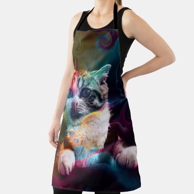 FUNNY TRENDY COLORFUL CAT ART APRON (Insitu)