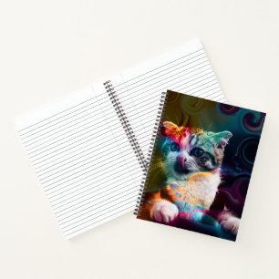 FUNNY TRENDY COLORFUL CAT ART NOTEBOOK