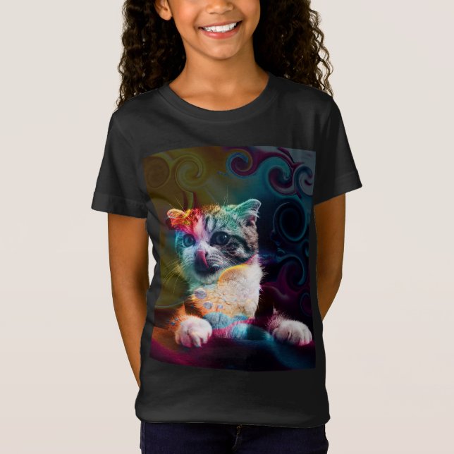 FUNNY TRENDY COLORFUL CAT ART T-Shirt (Front)