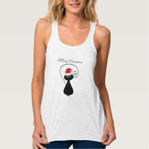 Funny Trendy cute Santa cat Christmas holiday Singlet