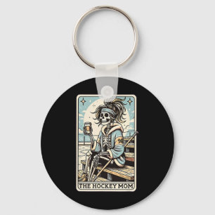 Funny Trendy Gift Tee Hockey Mom Tarot Card  Key Ring