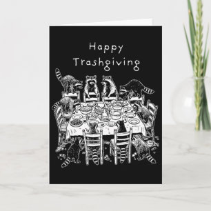 Funny Trendy Raccoon Lover Happy Trashgiving  Card
