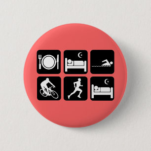 Funny triathlon 6 cm round badge