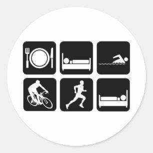Funny triathlon classic round sticker