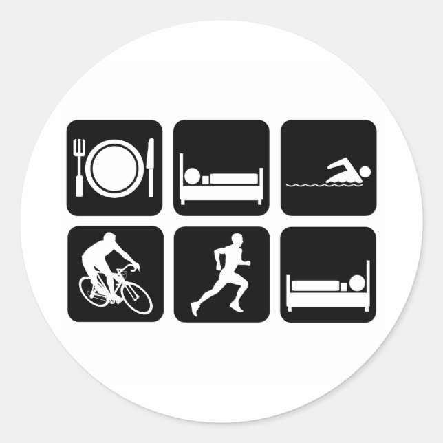Funny triathlon classic round sticker (Front)