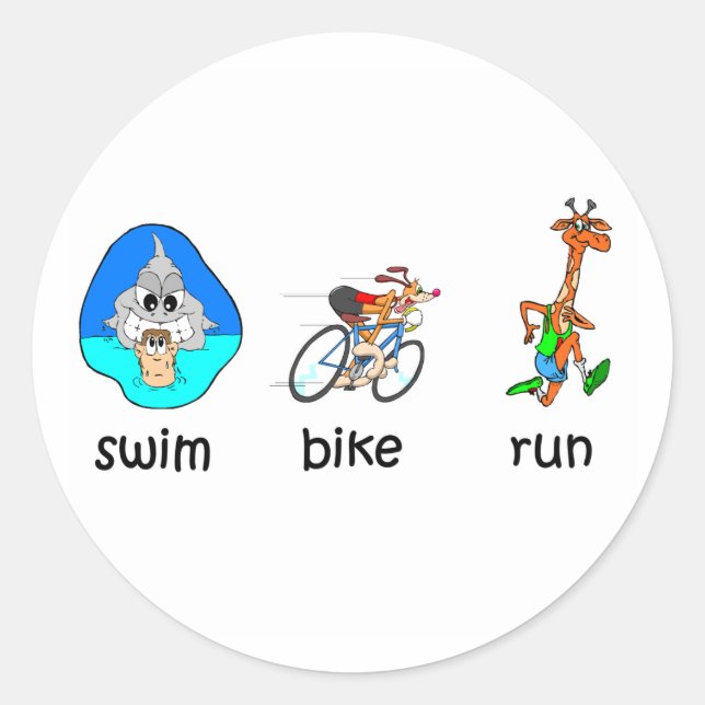 Funny triathlon classic round sticker (Front)