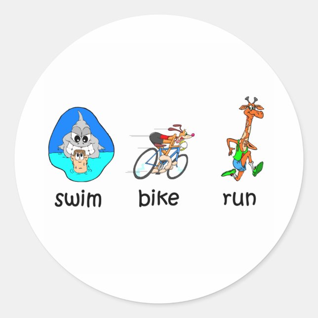 Funny triathlon classic round sticker (Front)