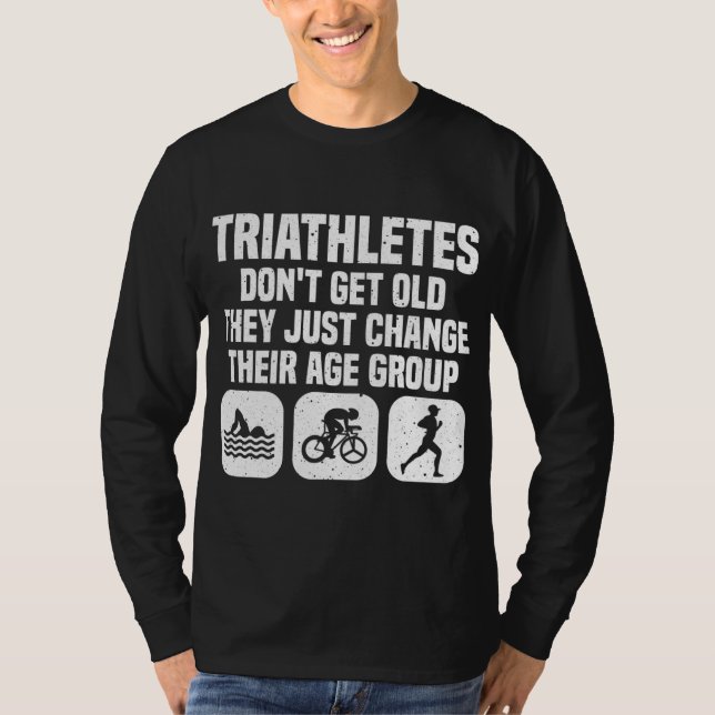 Funny Triathlon Design Men Women Triathletes Swim  T-Shirt (Front)