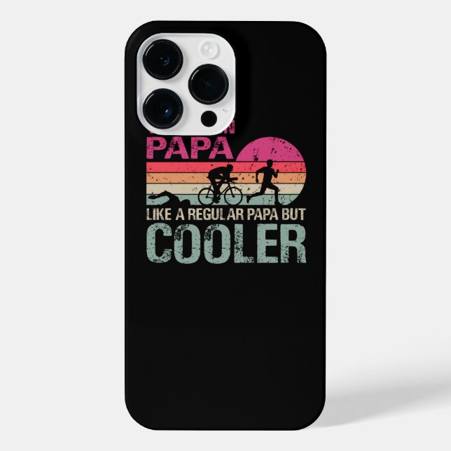 Funny Triathlon Papa Swim Bike Run Triathletes T-S iPhone Case (Back)