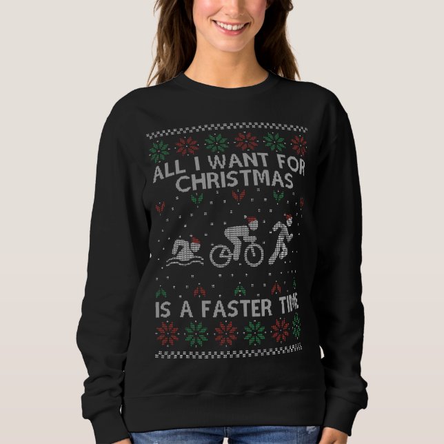 Funny Triathlon Ugly Christmas Sweater for Triathl (Front)