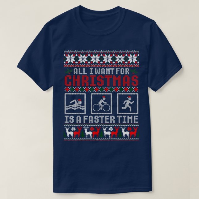 Funny Triathlon Ugly Christmas Sweater for Triathl (Design Front)