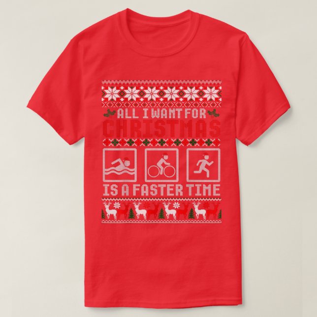 Funny Triathlon Ugly Christmas Sweater for Triathl (Design Front)