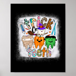 Funny Trick Or Teeth Dental Istant Dentist Hallowe Poster