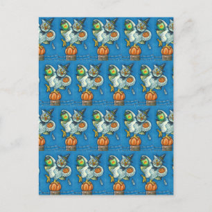 FUNNY TRICK OR TREAT SMELL MY FEET HALLOWEEN OWL POSTCARD
