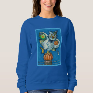 FUNNY TRICK OR TREAT SMELL MY FEET HALLOWEEN OWL SWEATSHIRT