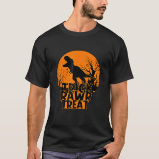 Funny Trick Rawr Treat Halloween Dinosaur T-Shirt