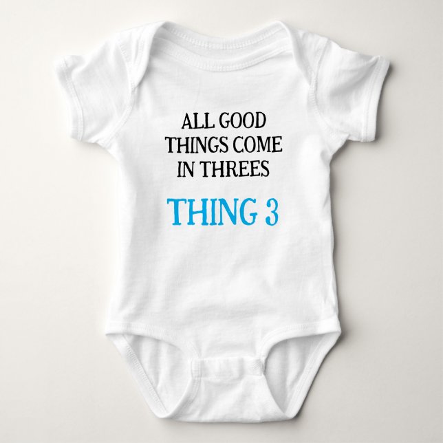 Funny Triplet Babies Gift Idea, Customised  Baby Bodysuit (Front)