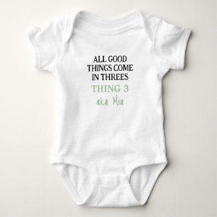 Funny Triplets Outfit With Name, Custom Unisex Baby Bodysuit